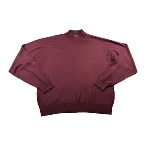 Anthology 100% Silk Mens Sweater Long Sleeve Mock Neck Burgundy Size Large